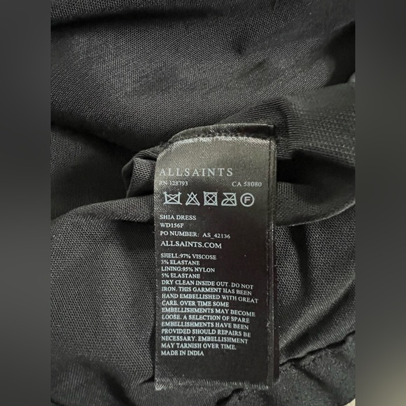 AllSaints Shia hand embellished, mixed metal and animal print mini dress size 10 - Picture 14 of 14